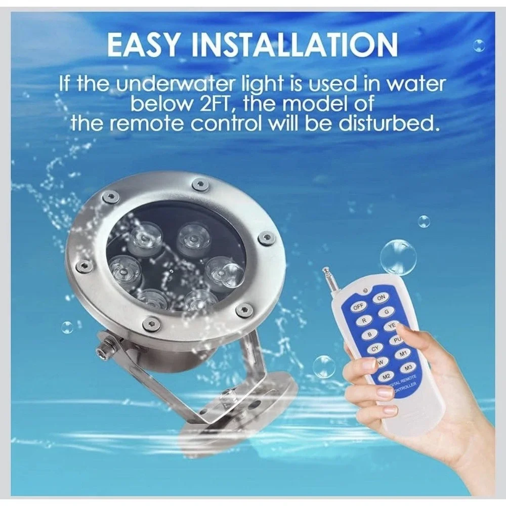 12N31/ Underwater LED Lights, 18W RGB Color Changing Spotlights, IP68 Waterproof